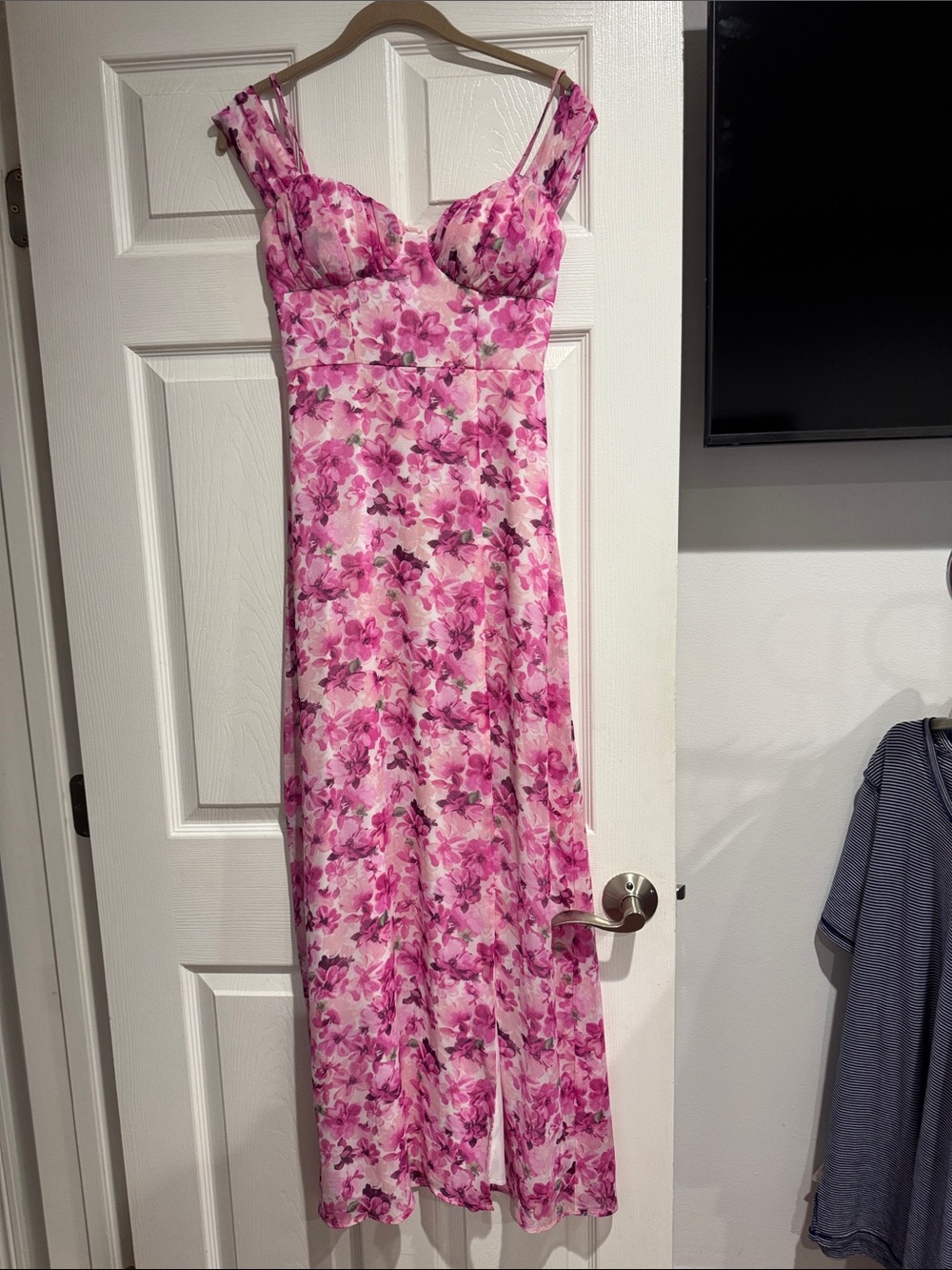 Crystal doll Pink Floral Maxi Dress with Sweetheart Neckline